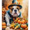 Edge Collections - 28" x 40" - Multicolor - English Bulldog Thanksgiving House Flag Decorative Sleeve Pole Banner - 1 Piece